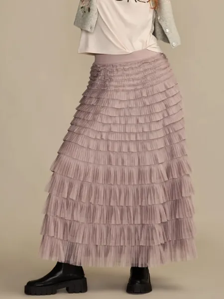 Sphinx Tulle Ruffle Maxi Skirt